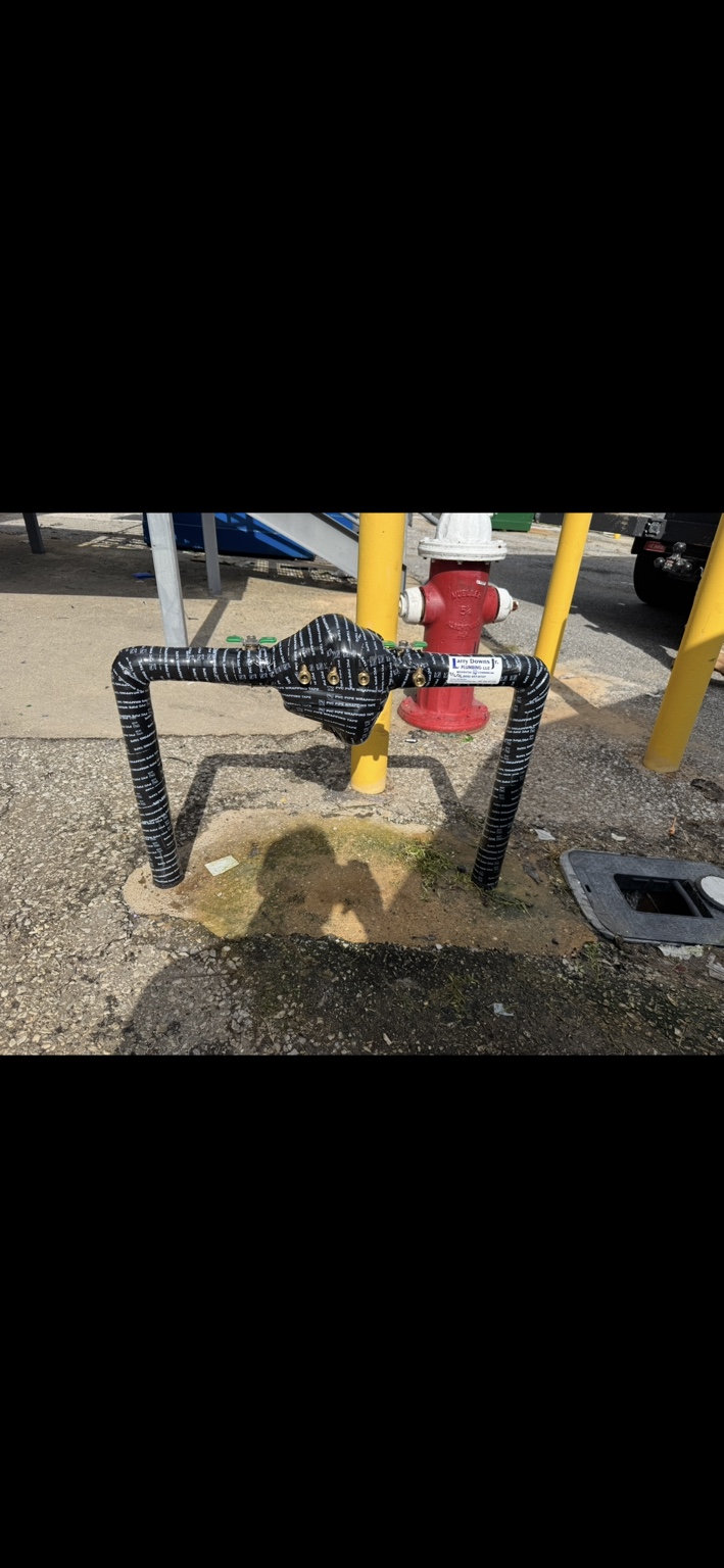 Completed and insulated commercial backflow installation