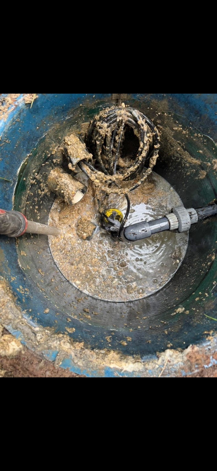 Grinder pump station before annual cleaning